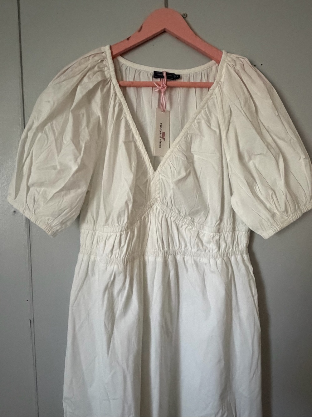 Vineyard Vines White Puff Sleeve Midi Dress - Picture 5 of 11